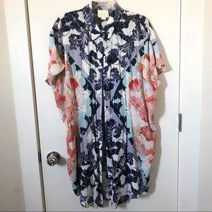 maeve Anthropologie floral shirt dress, silk sz S